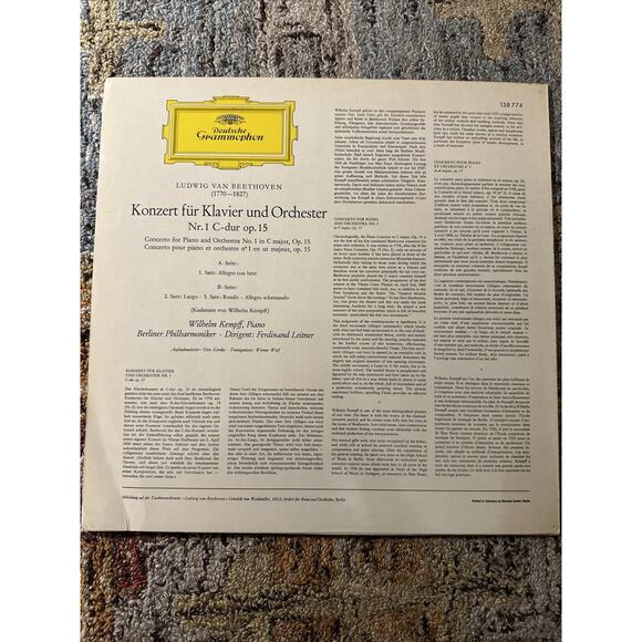 DGG 138 774 WILHELM KEMPFF / BEETHOVEN Piano Concerto No. 1 Leitner Berlin - Picture 3 of 6